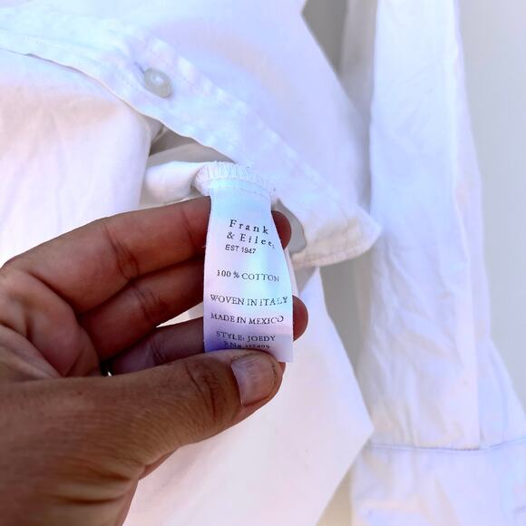 Frank & Eileen Joedy White Cotton Poplin Boyfriend Button Up Shirt Blouse XXS - Picture 7 of 8